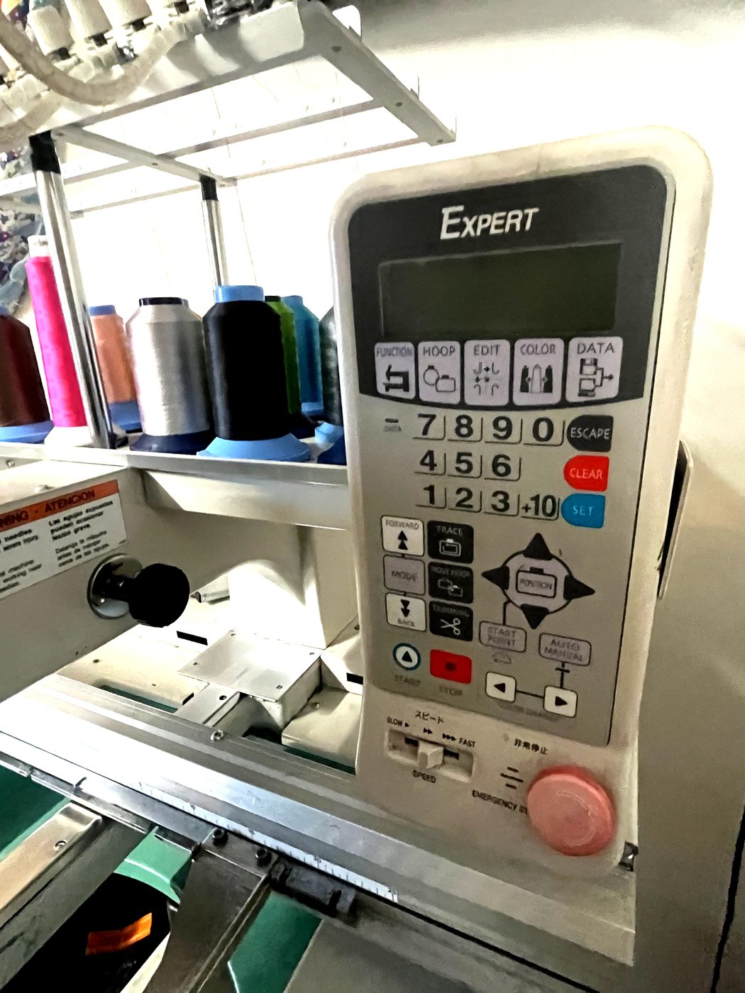 Professional embroidery machine control panel